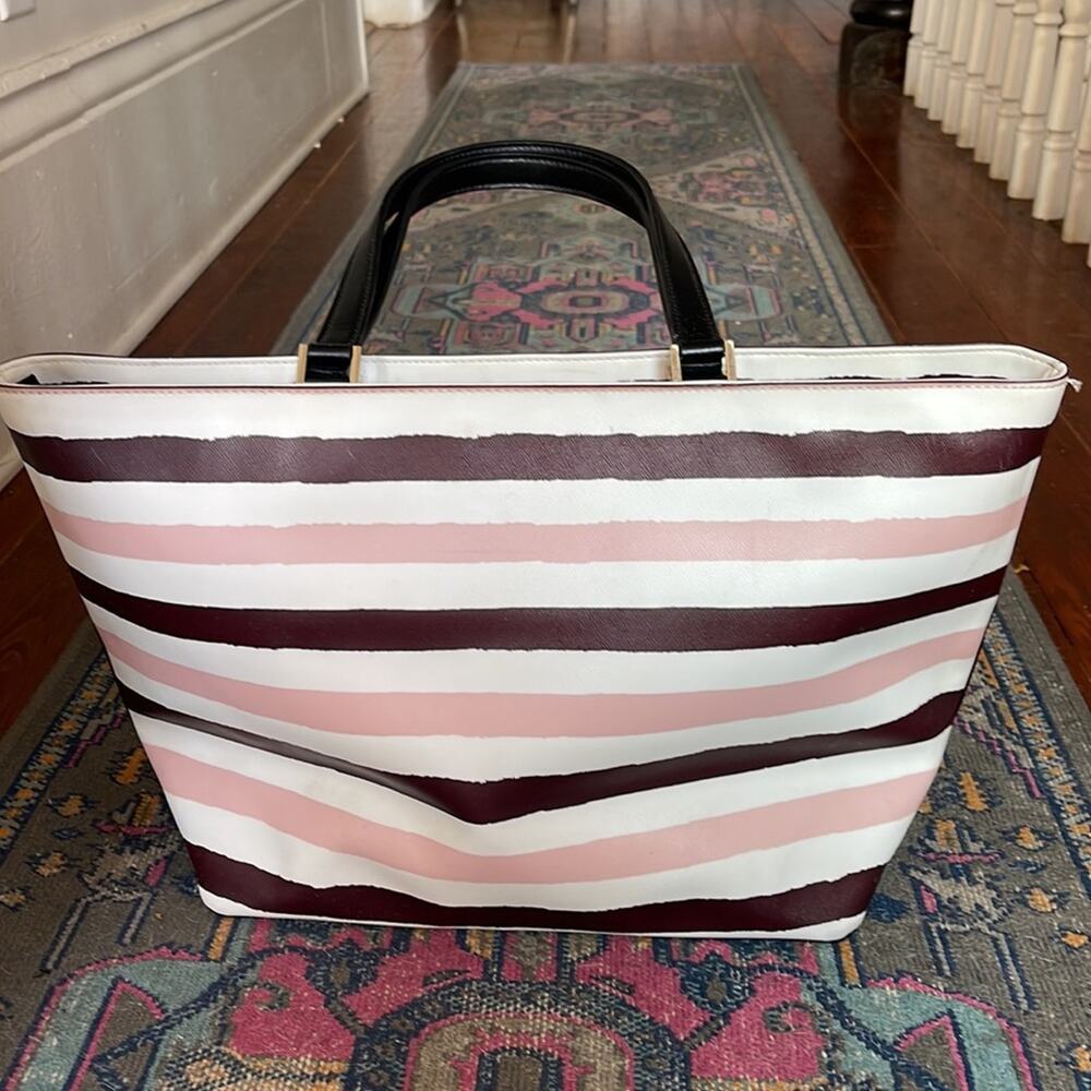 Kate Spade Grant Street Jules Grainy striped vinyl shoulder bag tote - Picture 5 of 8